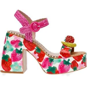 Betsey Johnson Pink Strawberry Platform Heels